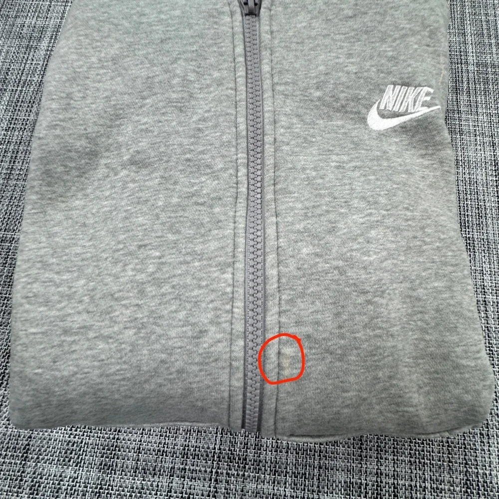Nike Men's Small Gray Full Zip Fleece Hoodie Embroidered Swoosh Sportswear